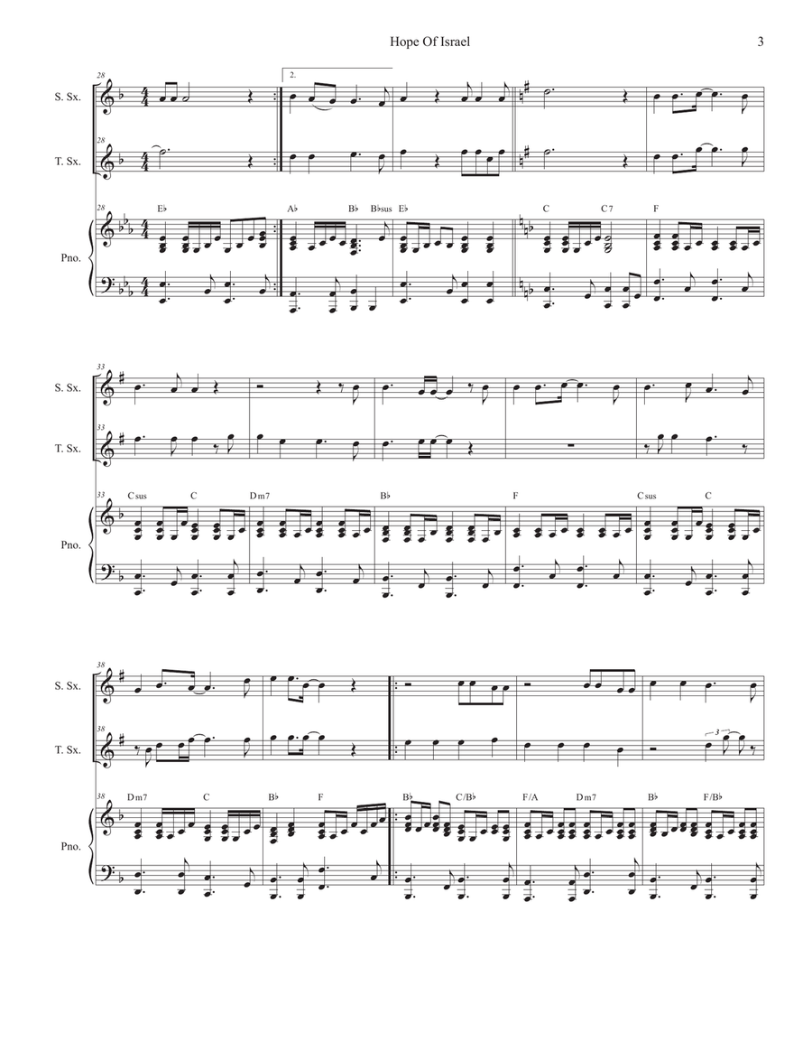 Hope Of Israel Tenor Saxophone scores gallery preview page 3