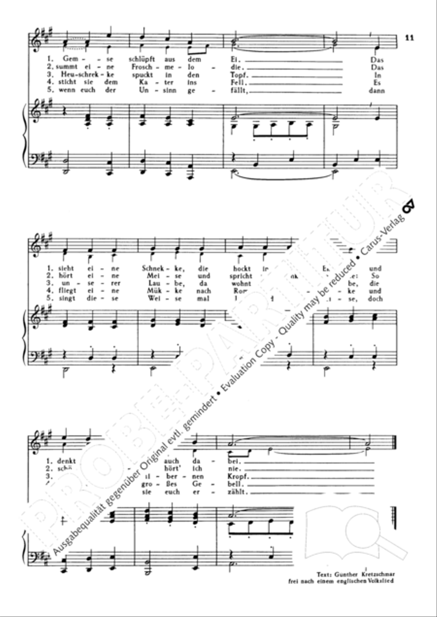 Dunkel war's, der Mond schien helle. 10 Lieder und Chansons Choir scores gallery preview page 11