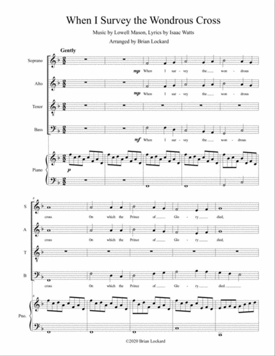 When I Survey the Wondrous Cross SATB 4-Part scores gallery preview page 1