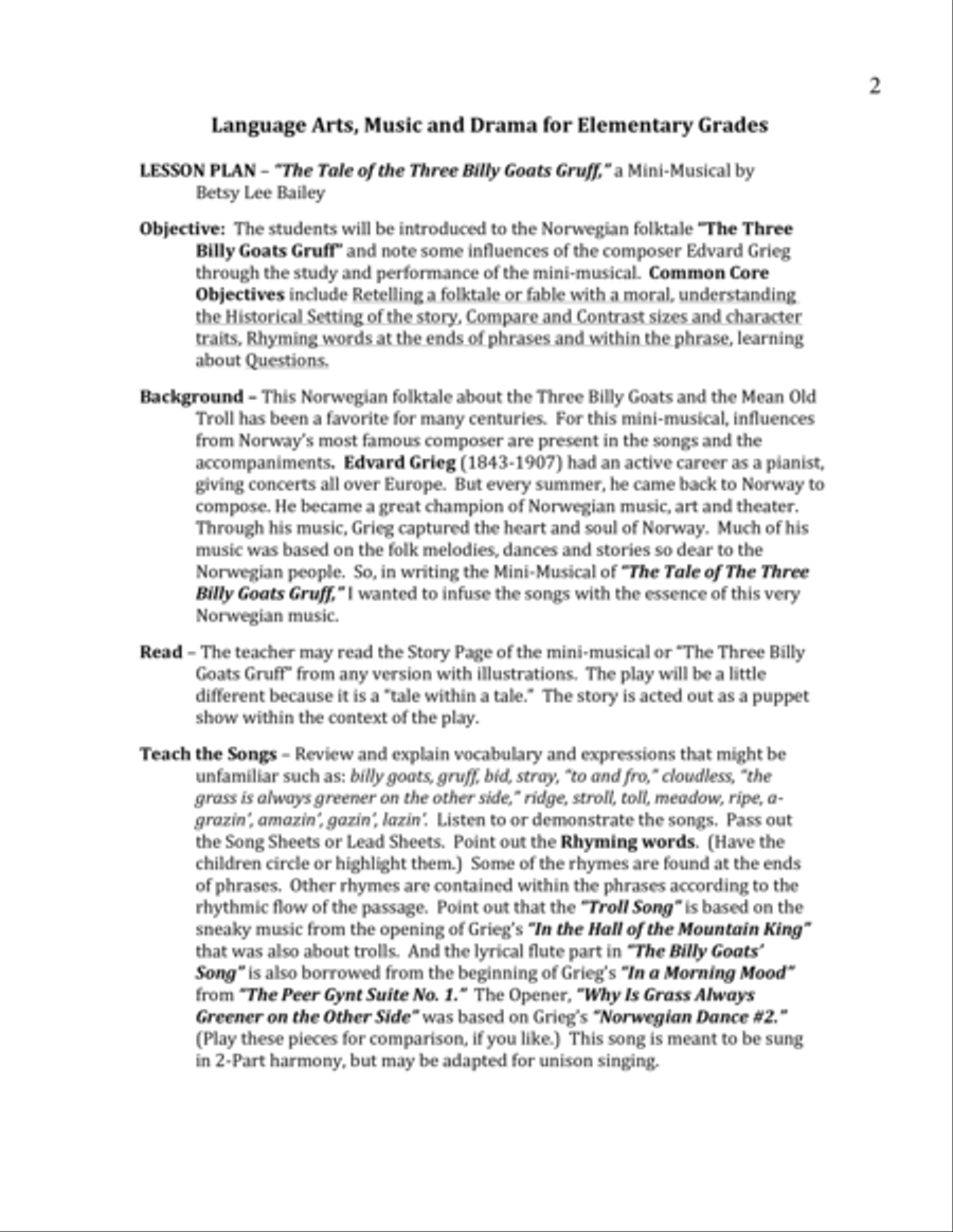 The Tale of the Three Billy Goats Gruff - Lesson Plans Packet