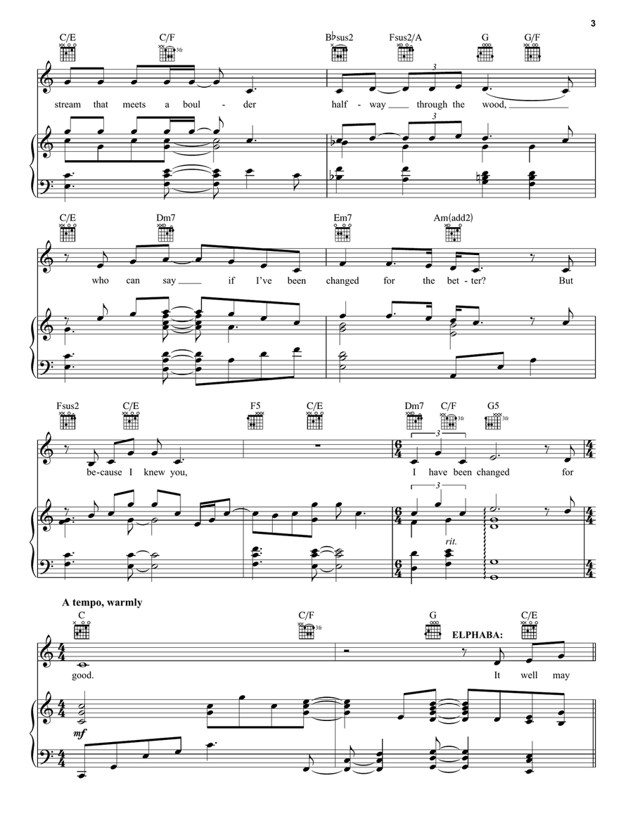 For Good (from Wicked) Piano, Vocal, Guitar scores gallery preview page 3