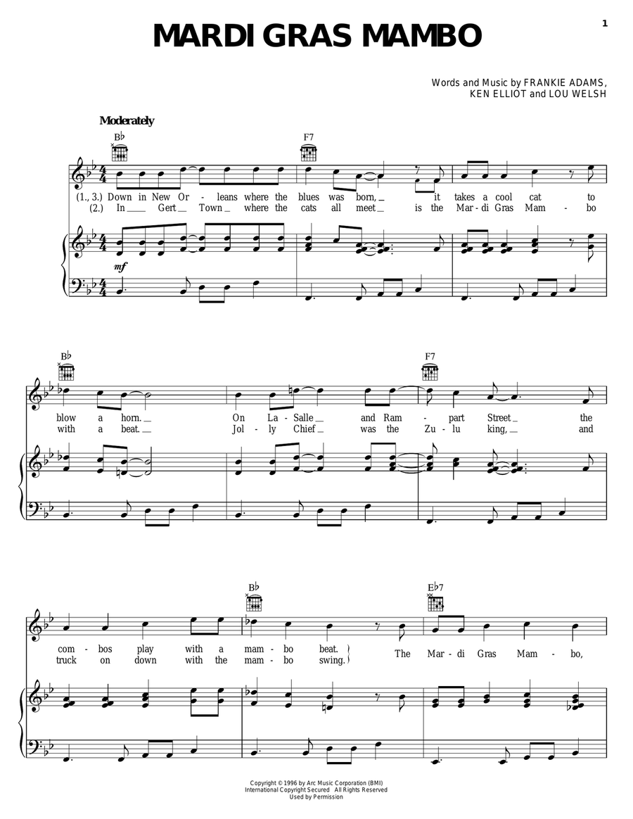 Mardi Gras Mambo Acoustic Guitar scores gallery preview page 1