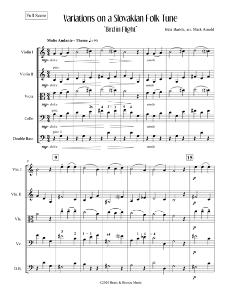 Variations on a Slovakian Folk Tune String Orchestra scores gallery preview page 2