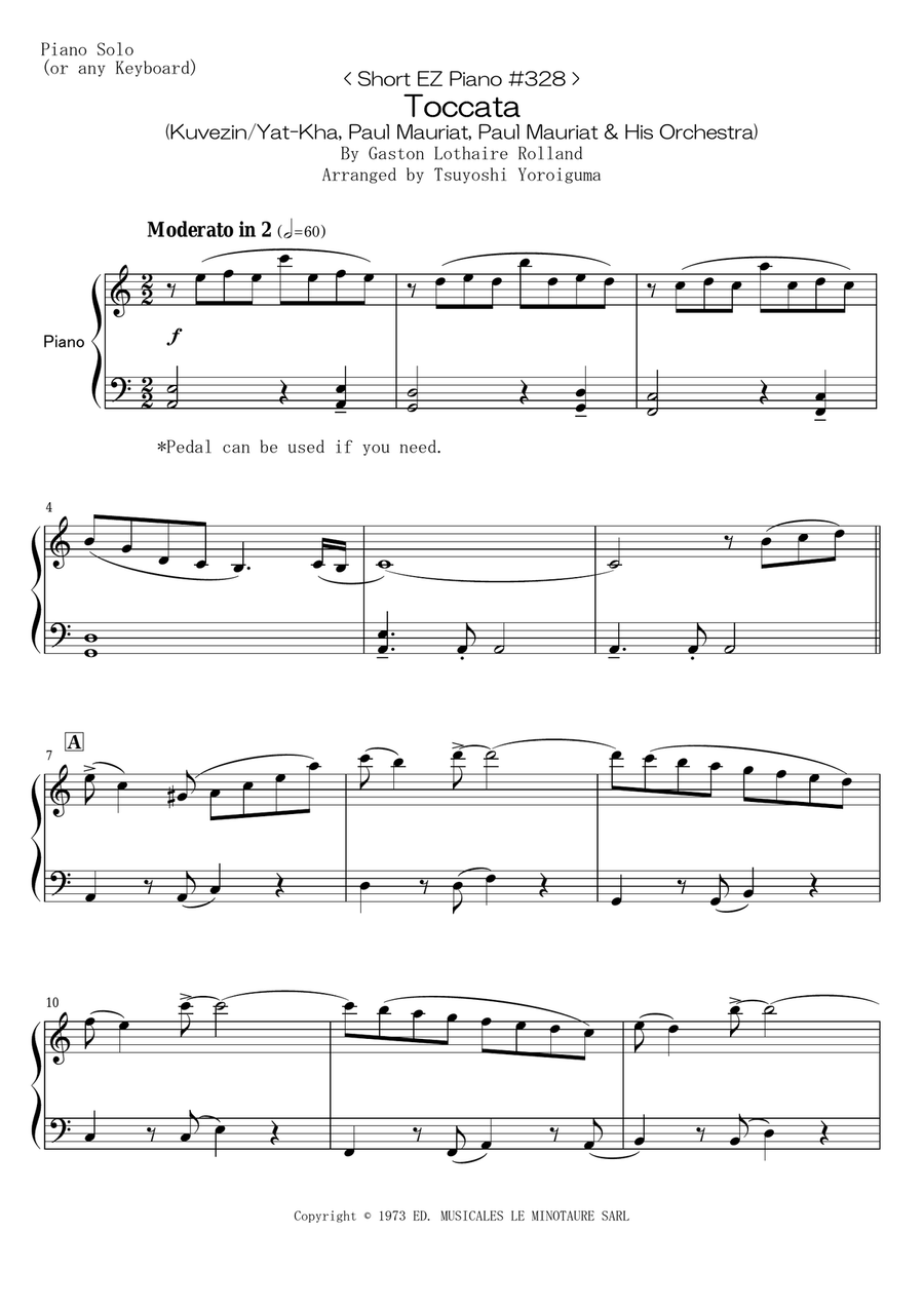 Toccata Easy Piano scores gallery preview page 1