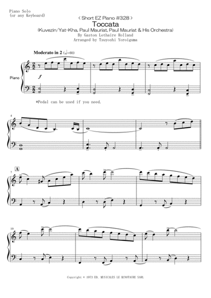 Paul Mauriat – Toccata / partition de piano facile avec doigtés – BAR À  PARTITIONS