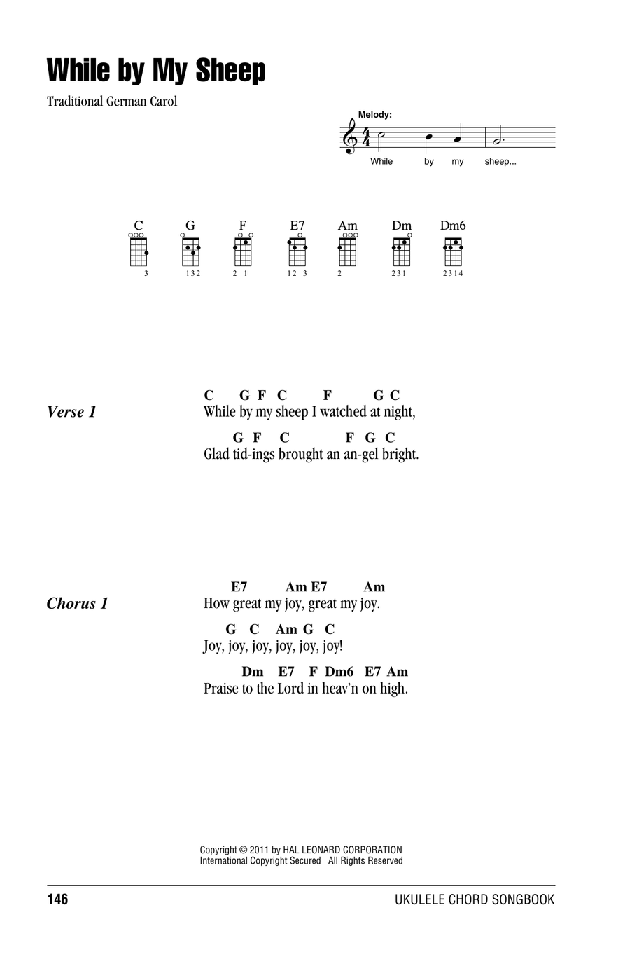 While By My Sheep Ukulele scores gallery preview page 1