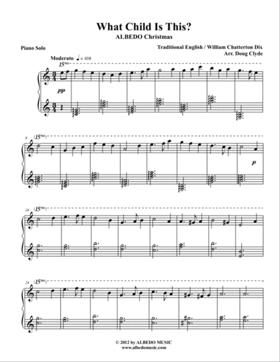 What Child Is This from ALBEDO Christmas Piano Solo scores gallery preview page 1