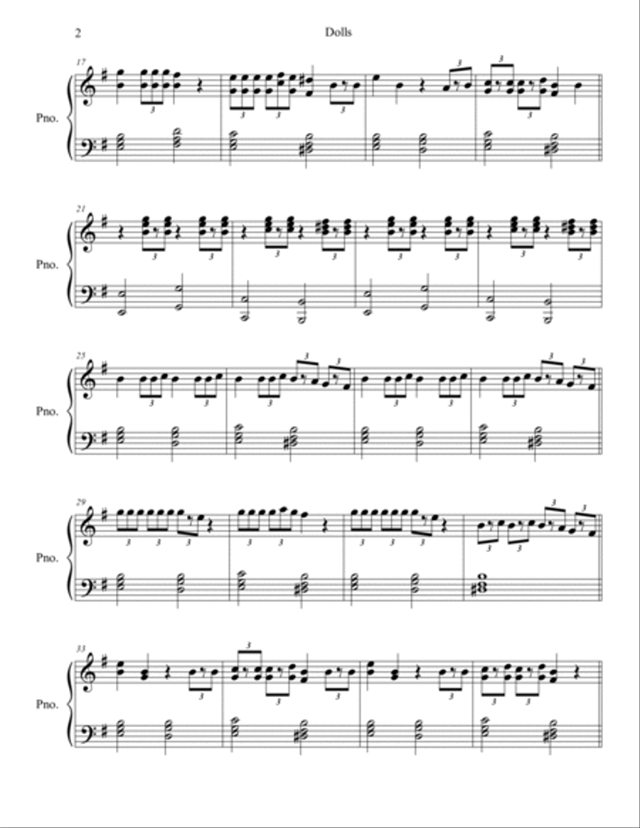 Dolls Piano Solo scores gallery preview page 2