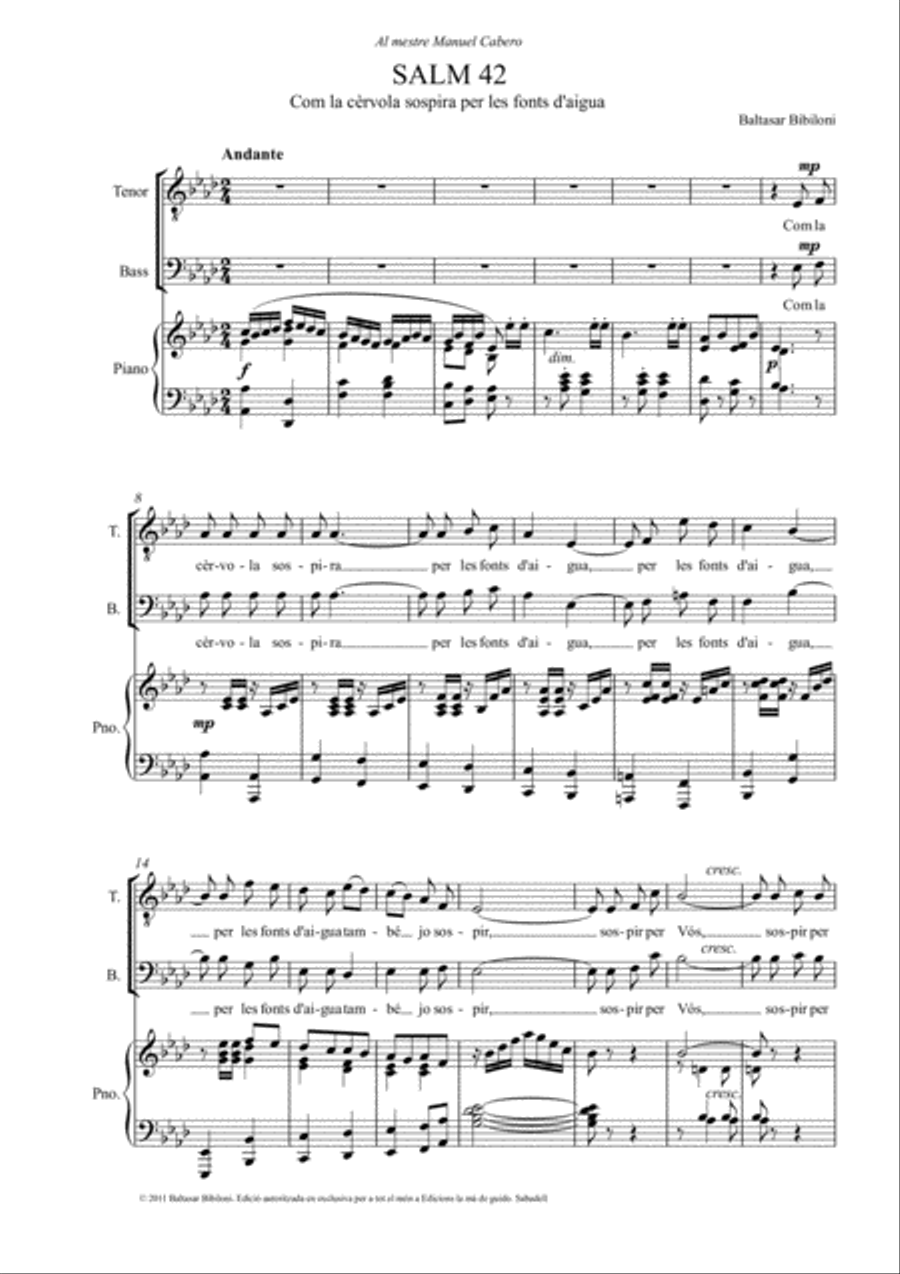 Salm 42: com la cèrvola sospira per les fonts d'aigua 4-Part scores gallery preview page 5