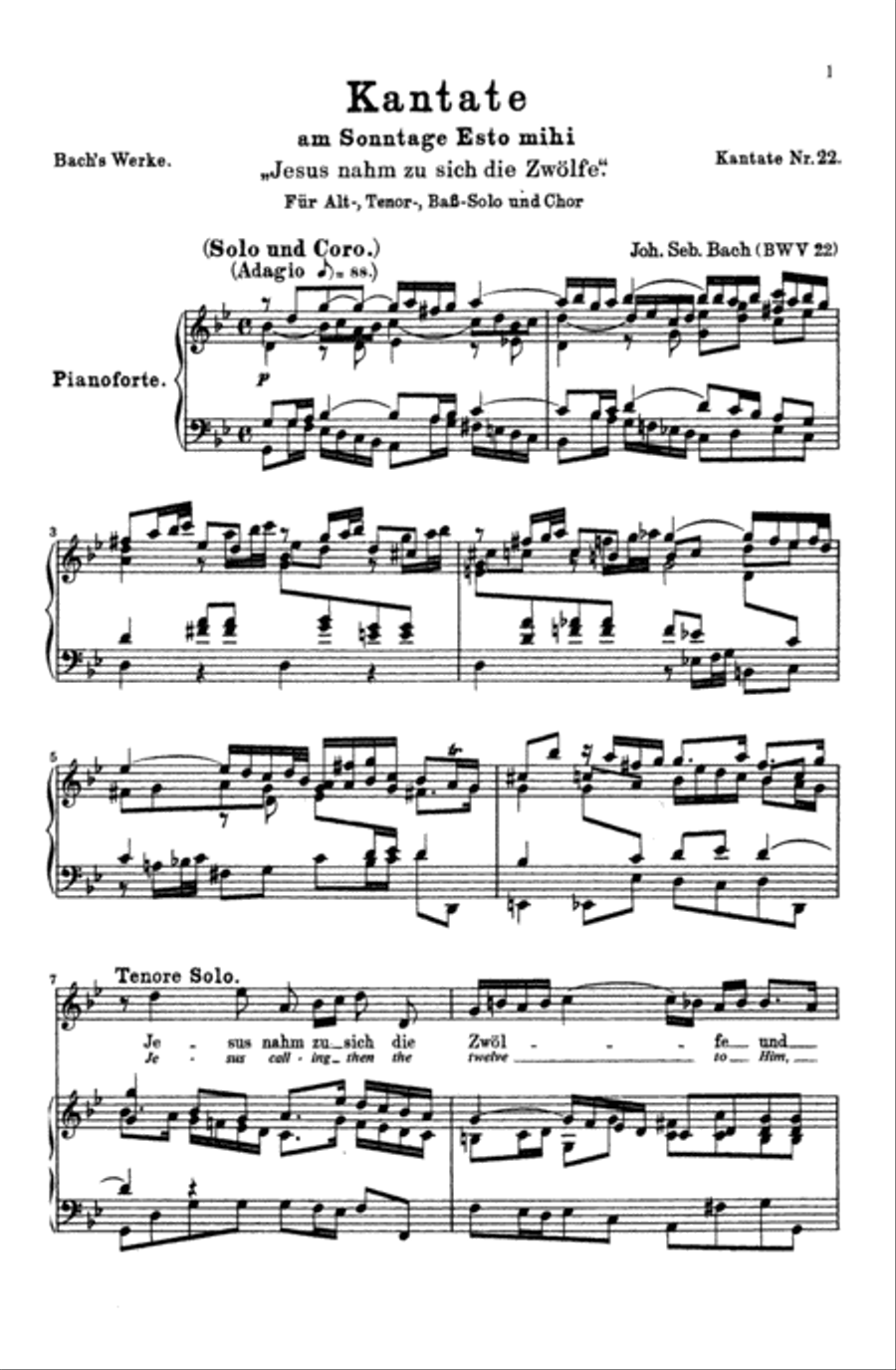 Cantata No. 22 -- Jesus nahm zu sich die Zwolfe 4-Part scores gallery preview page 4