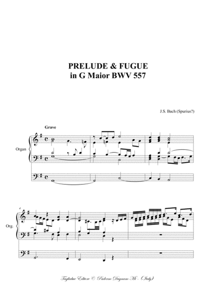 PRELUDE & FUGUE in G Maior - BWV 557 - For Organ 3 staff image number null