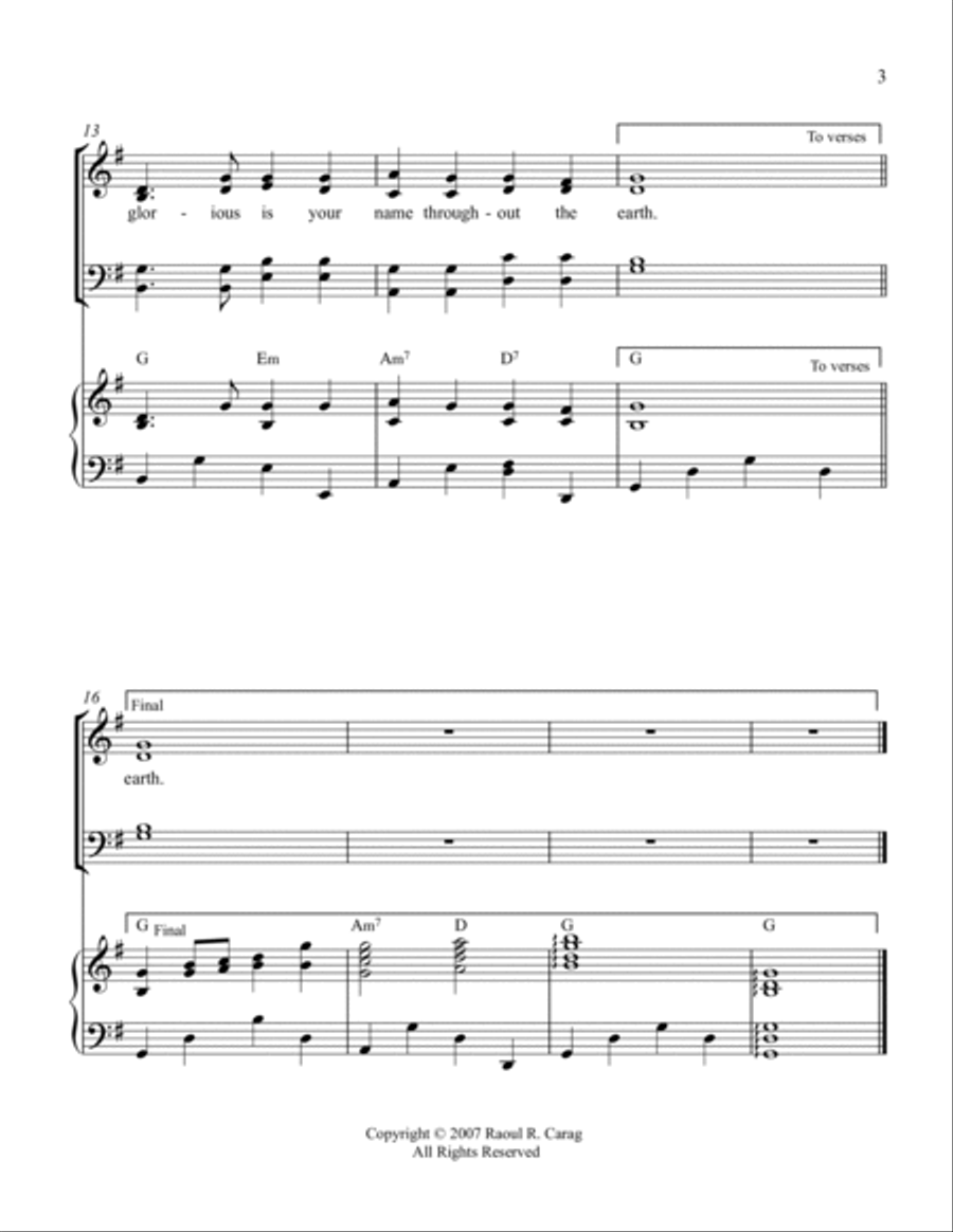 How Great Your Name (Psalm 8) 4-Part scores gallery preview page 3