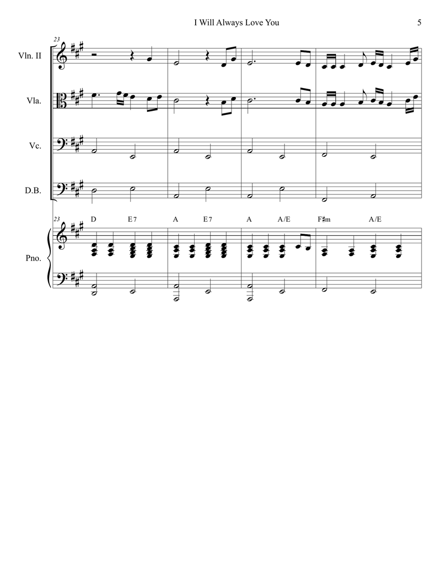 I Will Always Love You I Will Always Love You Piano Quintet scores gallery preview page 5