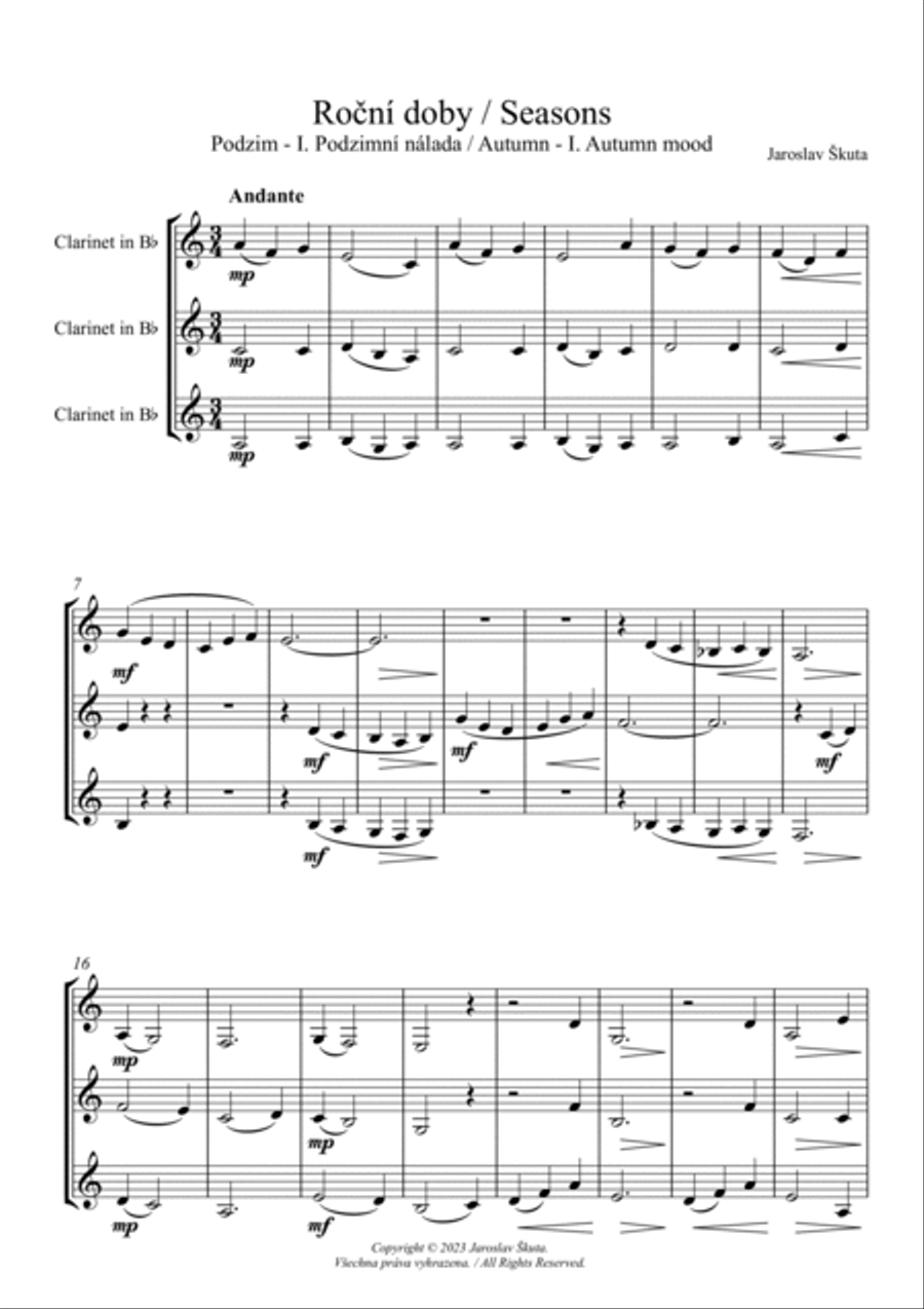 Seasons - Autumn suite for 3 clarinets Woodwind Trio scores gallery preview page 2