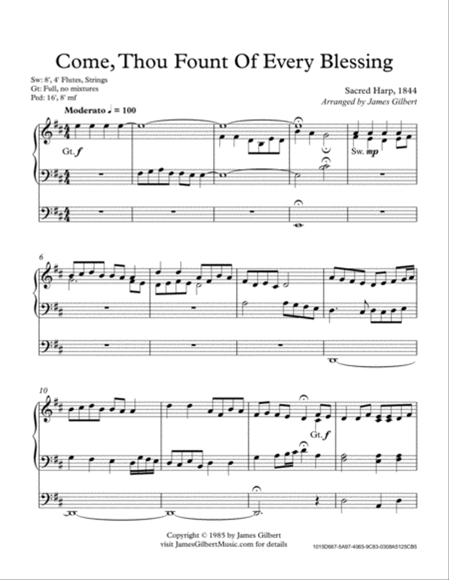 Come, Thou Fount of Every Blessing Organ Solo scores gallery preview page 2