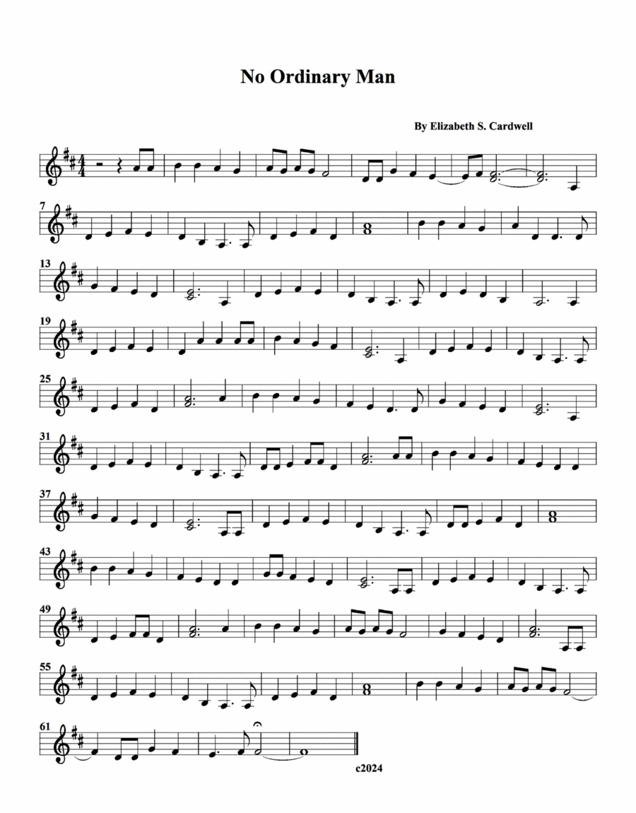 No Ordinary Man No Ordinary Man Violin Solo scores gallery preview page 1