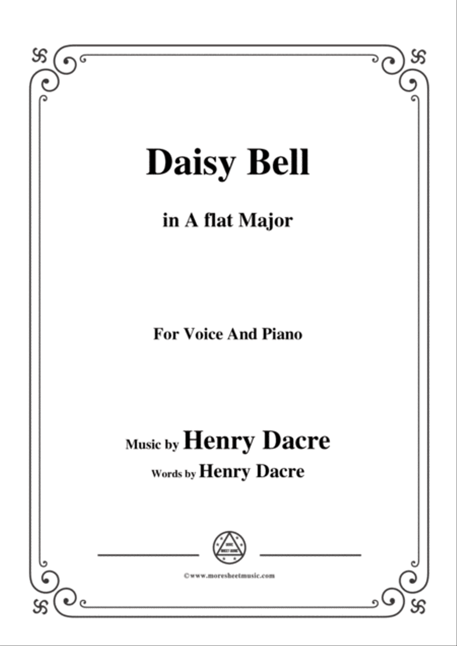 Henry Dacre-Daisy Bell,in A flat Major,for Voice and Piano Voice Solo scores gallery preview page 1