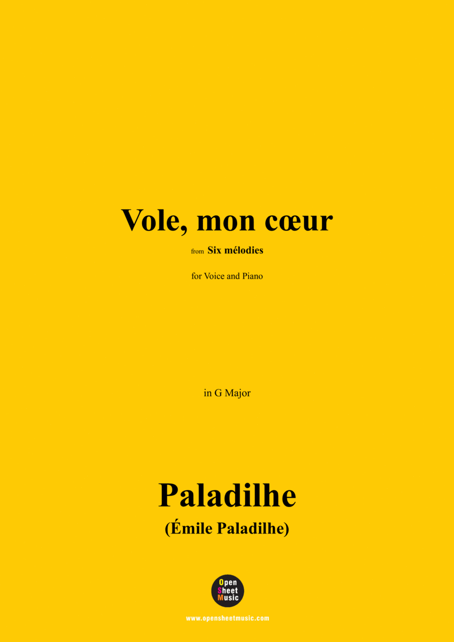 Paladilhe-Vole,mon cœur,in G Major Voice scores gallery preview page 1
