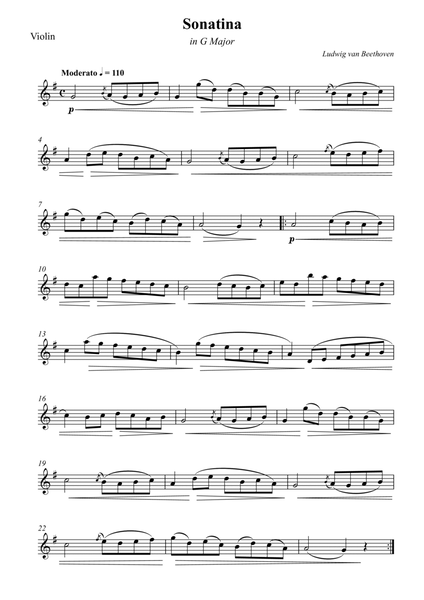 Sonatina in G Major For Violin image number null