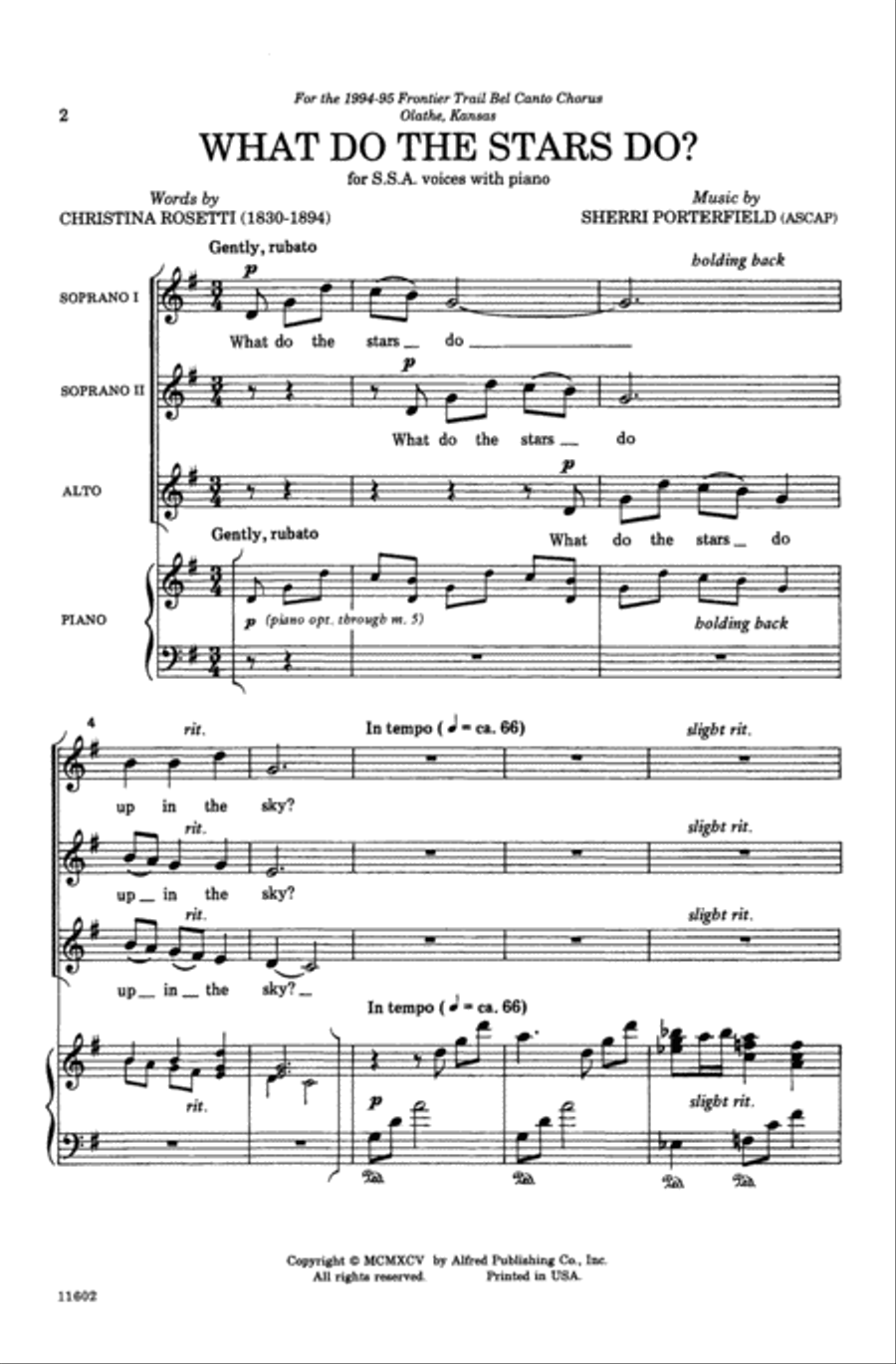 What Do the Stars Do? Choir scores gallery preview page 1