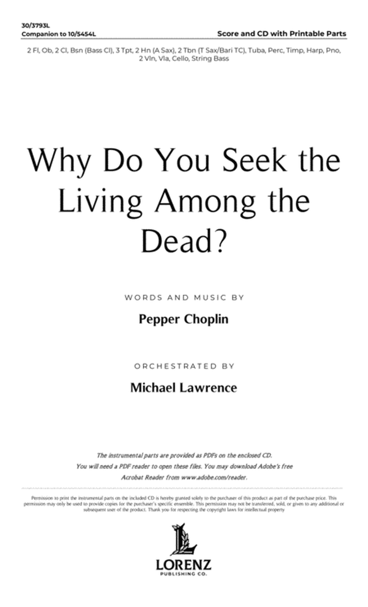 Why Do You Seek the Living Among the Dead? - Orchestral Score and CD with Printable