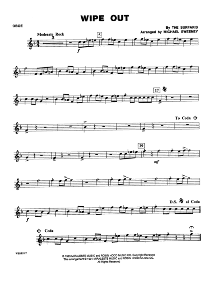 Wipe Out: Oboe Wipe Out: Oboe Concert Band scores gallery preview page 1