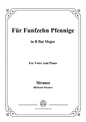 Book cover for Richard Strauss-Für Funfzehn Pfennige in B flat Major,for Voice and Piano