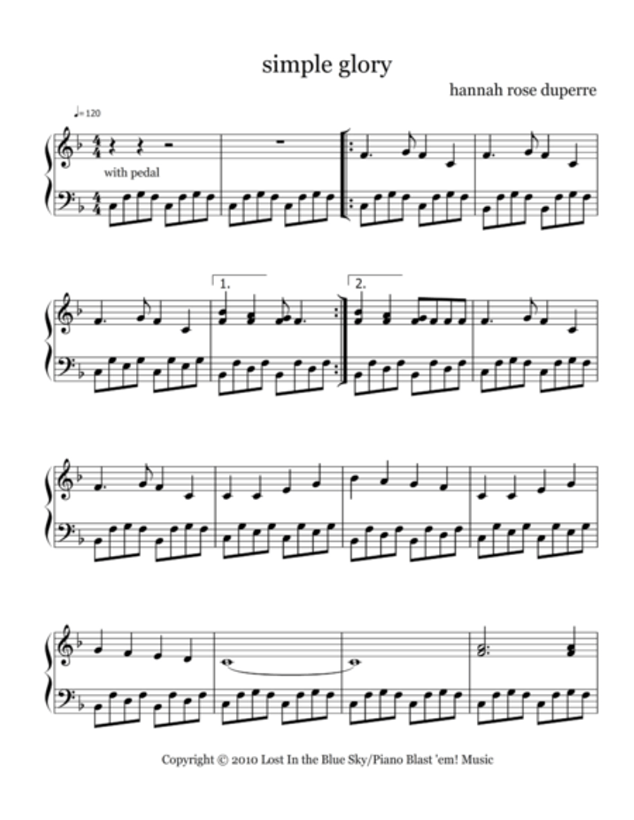 Simple Glory Simple Glory Piano Solo scores gallery preview page 1