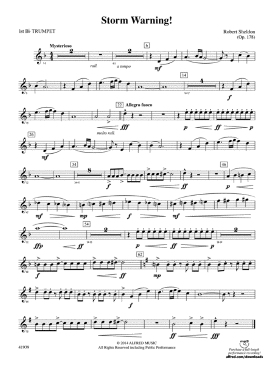 Storm Warning!: 1st B-flat Trumpet Concert Band scores gallery preview page 1
