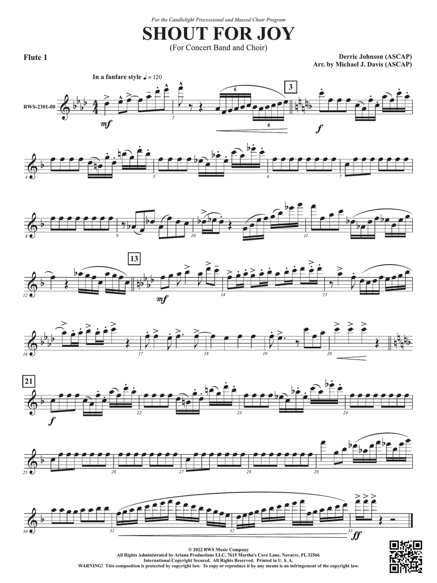 Shout for Joy - For Concert Band and Choir: 1st Flute Concert Band scores gallery preview page 1