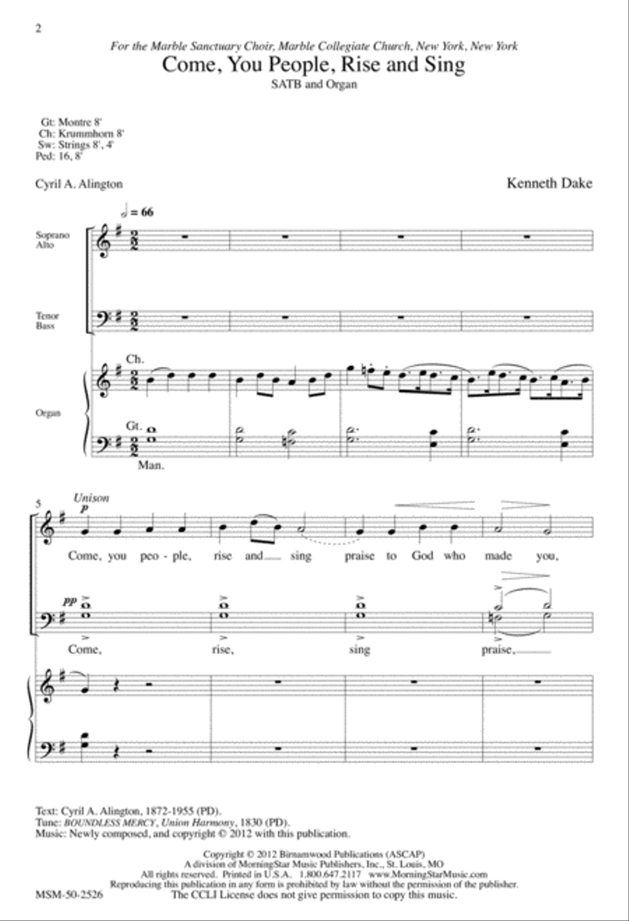 Come, You People, Rise and Sing 4-Part scores gallery preview page 2