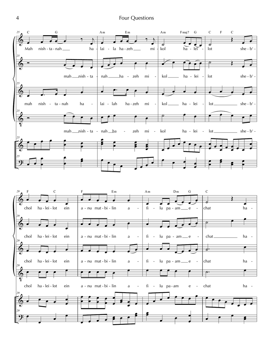Four Questions Piano, Vocal scores gallery preview page 4