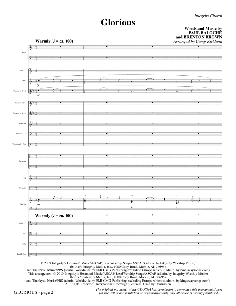 Glorious - Full Score Choir scores gallery preview page 1