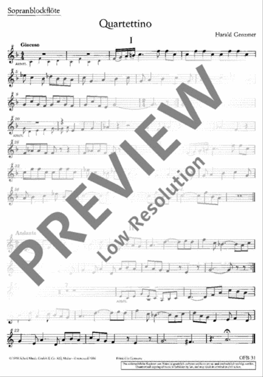 Quartettino Quartettino Recorder scores gallery preview page 9