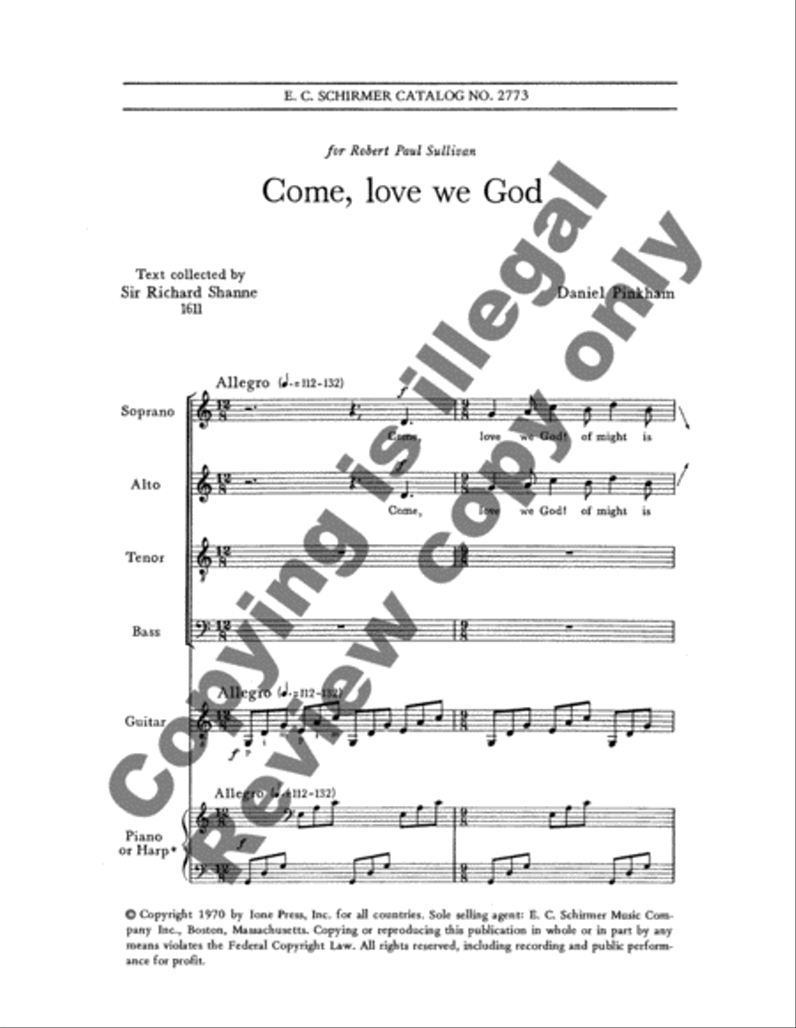 Come, Love We God 4-Part scores gallery preview page 3