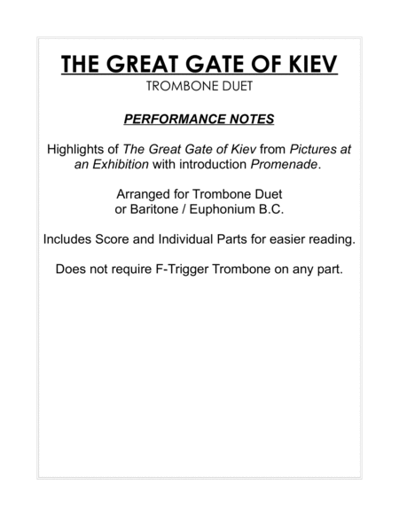 The Great Gate of Kiev from Pictures at an Exhibition - Trombone Duet image number null