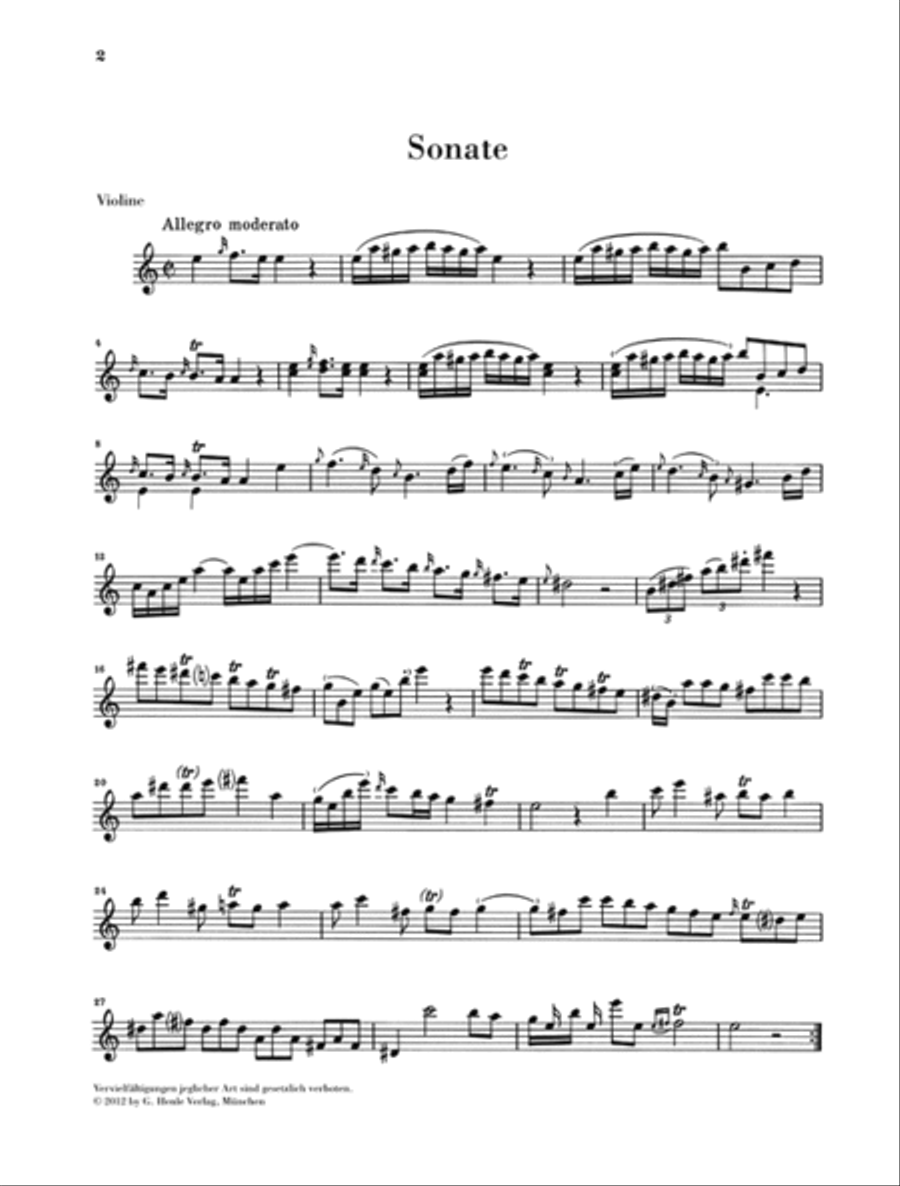 Johann Baptist Georg Neruda – Sonata in A minor for Violin and Basso Continuo Violin scores gallery preview page 3