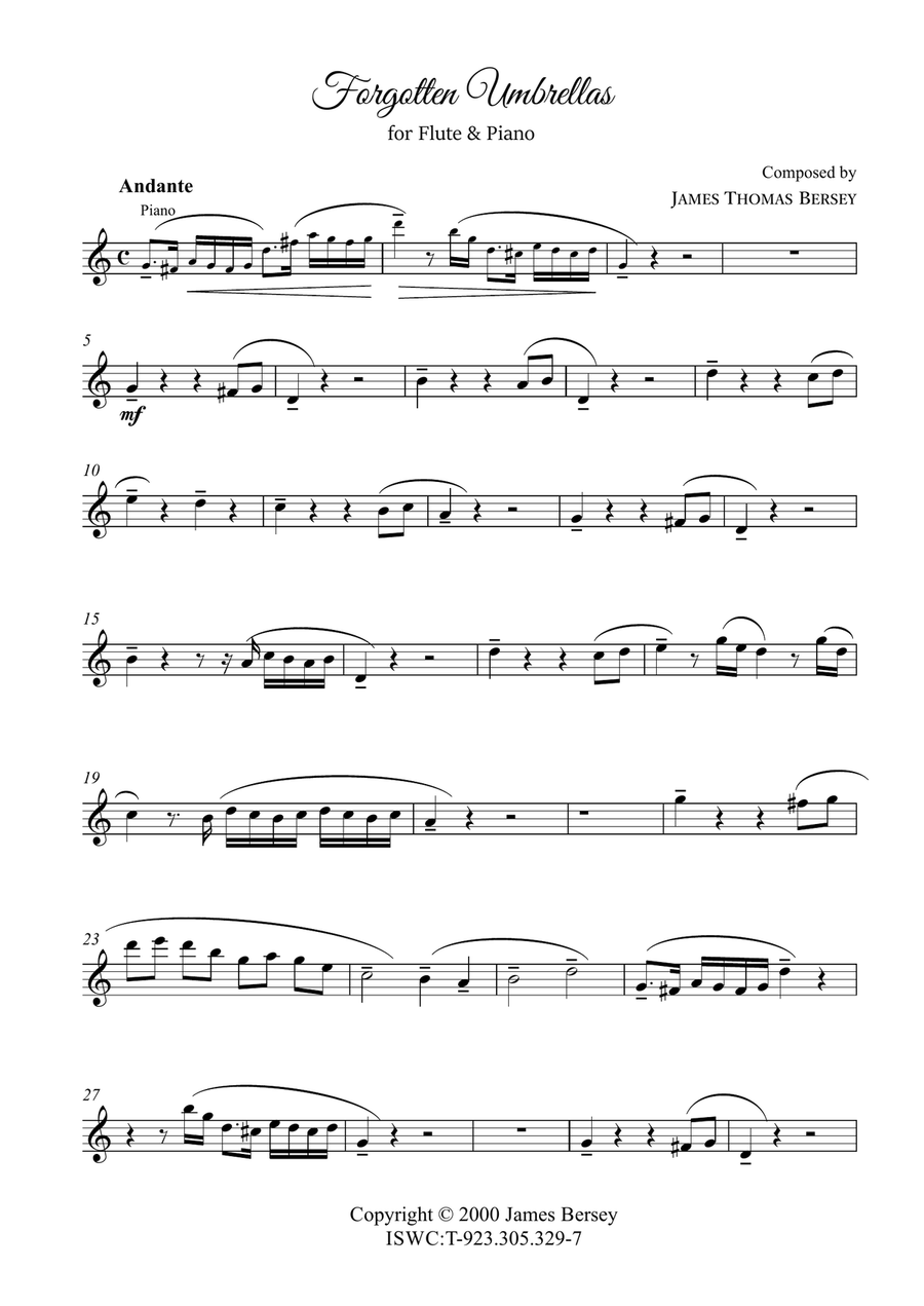 Forgotten Umbrellas (for flute & piano) Chamber Music scores gallery preview page 3