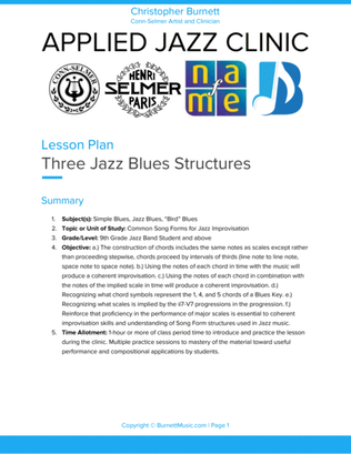 Jazz Blues Lesson Plan with Score and Parts