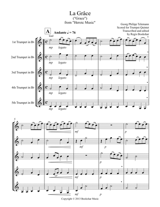 La Grace (from "Heroic Music") (Bb) (Trumpet Quintet)