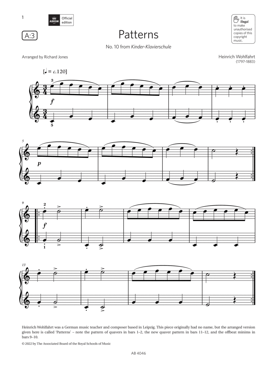 Patterns (Grade Initial, list A3, from the ABRSM Piano Syllabus 2023 & 2024) Piano Method scores gallery preview page 1
