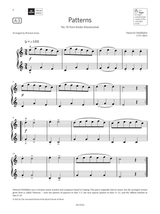 Book cover for Patterns (Grade Initial, list A3, from the ABRSM Piano Syllabus 2023 & 2024)