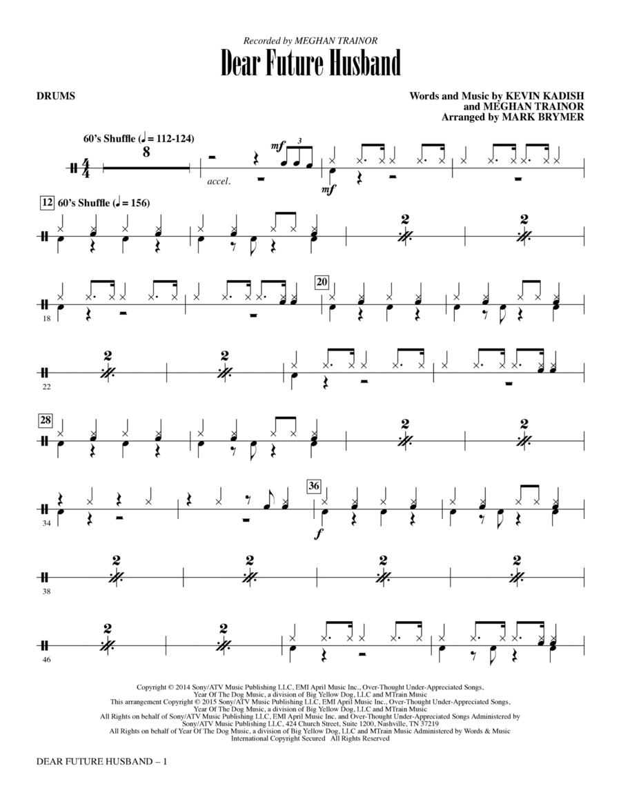 Dear Future Husband - Drum Set Choir scores gallery preview page 1