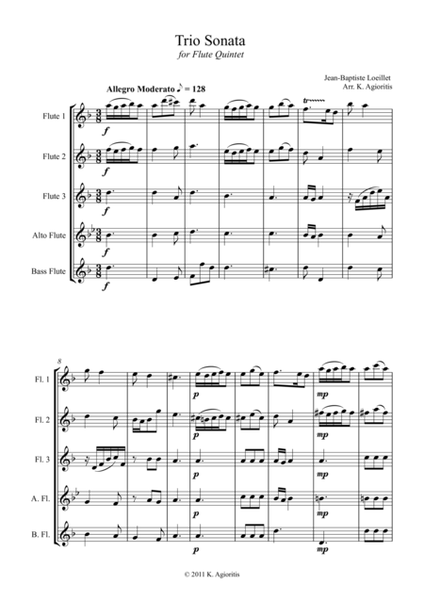 Trio Sonata Op. 2 No. 8 4th Movement - for Flute Choir image number null
