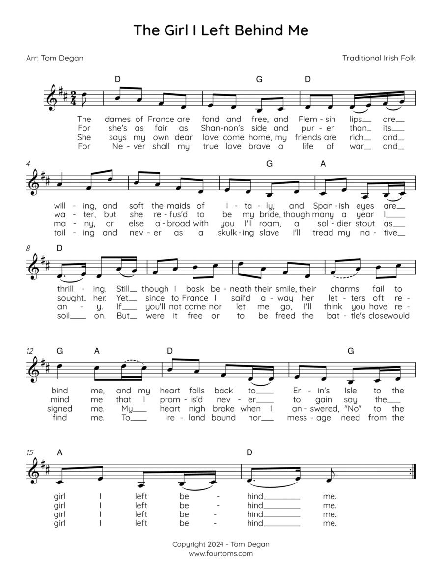 (The) Girl I Left Behind Me Piano scores gallery preview page 1