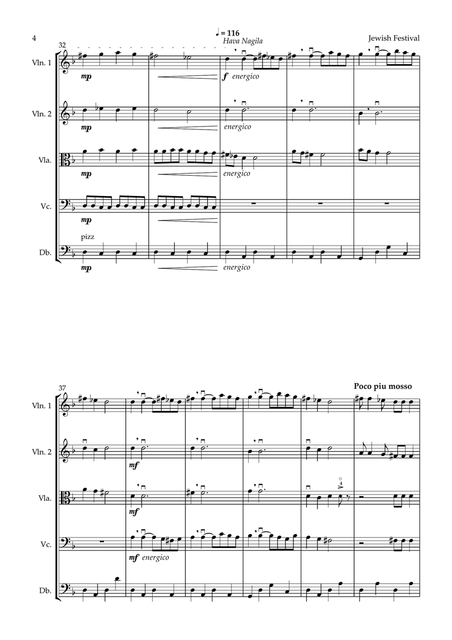 Jewish Festival (for String Orchestra/Quintet) String Orchestra scores gallery preview page 4