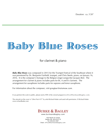 Baby Blue Roses for clarinet & piano image number null
