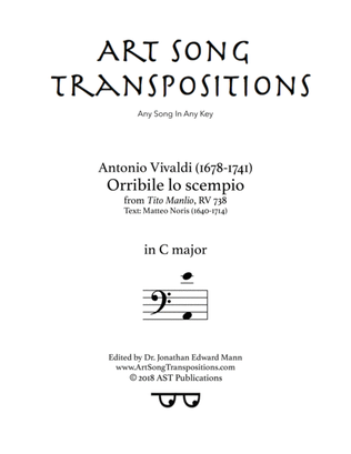Book cover for VIVALDI: Orribile lo scempio (transposed to C major)
