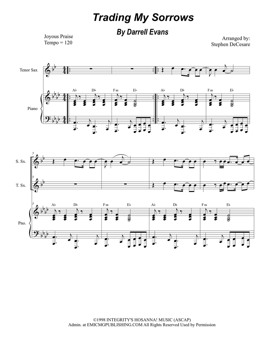 Trading My Sorrows Trading My Sorrows Woodwind Duet scores gallery preview page 1