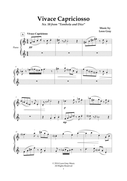 Vivace Capriciosso, Tombola and Dice (No. 10), Leon Gray Piano Solo - Digital Sheet Music